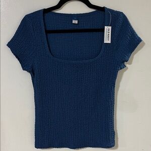 Square Neck Stretchy Textured Top